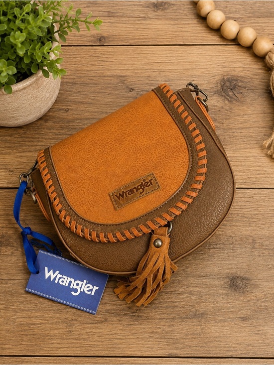 Wrangler Handbags - Wrangler Two-Tone Brown & Tan Crossbody Bag